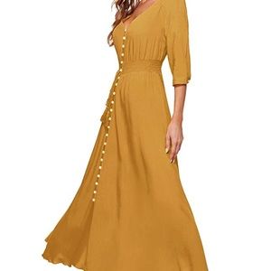 Button up v neck dress